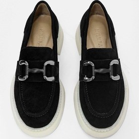 Resim Klein Siyah Süet Hakiki Deri Kadın Loafer Ayakkabı Siyah Süet Siyah 