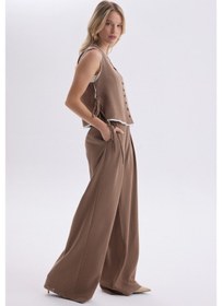 Resim Mai Collection Mai Studios Co. Shonas Bağcık Detay Kahve Yelek Pantolon Takım Kahve 