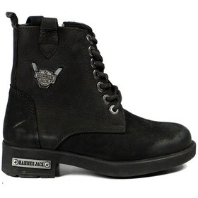 Resim Hammer Jack Hakiki Deri Siyah Yıkama Nubuk Erkek Çocuk Bot Siyah 