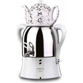 Resim Beyaz Elektrikli Semaver, Pratik ve Şık Çay Demleme Cihazı 