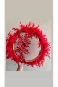 Resim Ece müzik aletleri Lüx GELIN TEFI islemeli ve tüylü KIRMIZI 