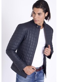 Resim Lacivert Erkek Spor Gerçek Deri Mont-lacivert Lacivert 