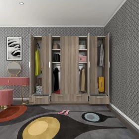 Resim Kenzlife gardırop 8 kapılı 4 çekmeceli zambak 182*200*42 crd kapaklı gardolap dolap 