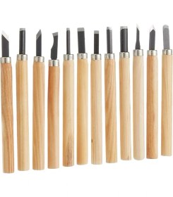 Resim AyrStore W 2512, Ahşap Oyma Bıçak Seti 12 Parça, Siyah 