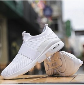 Resim Flyknit Unisex Slip-on Spor Ayakkabı - Erkek Ve Kadın İçin Hafif Günlük Sneaker 38-48 Numara X666 Beyaz 