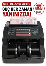 Resim Şarjlı Seyyar Kablosuz Karışık Para Sayma Makinesi, Tl Ve Euro Karışık Sayım - Dolar Adet Sayım + Müşteri Ekranı 