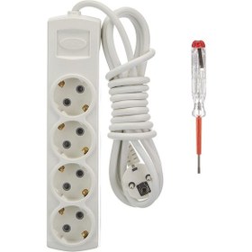 Resim Grup Priz 4 Lü 3 Metre Topraklı + Kontrol Kalemi Hediyeli 1 