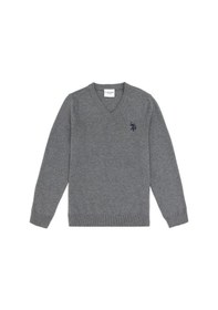 Resim U.S. Polo Assn. Erkek Çocuk Gri Melanj Basic V Yaka Kazak 50294200-VR086 