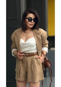 Resim Camel %100 Ham Keten Şort Camel 