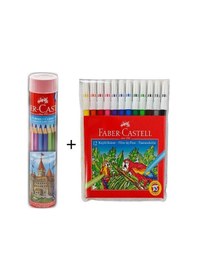Resim Faber-Castell 12'Li Tüp Kuru Boya + Faber-Castell 12 Renk Keçeli 