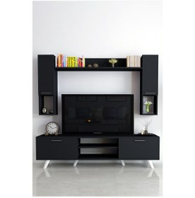 Resim Moonlife Istanbul Dolaplı Kapaklı Tv Ünitesi Siyah 