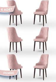 Resim Canisa Trex Serisi 1.sınıf Babyface Kumaş Siyah Metal Ayak 6 Adet Pembe Sandalye 