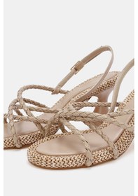 Resim Butterfly Kadın Naturel Kordonlu Topuklu Sandalet Naturel 