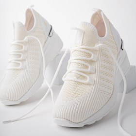 Resim Muggo Tyra Garantili Kadın Ortopedik Yüksek Taban Günlük Bağcıklı Triko Sneaker Spor Ayakkabı 