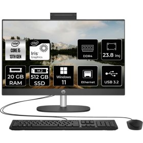 Resim HP Proone 240 G10 i5 1335U 20GB RAM 512GB SSD 23.8" FHD Win11 Home 8T2W5ESP367 All In One Bilgisayar + Per4 USB 