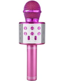 Resim Ws 858 Karaoke Mikrofon Bluetooth Hoparlör Pembe 