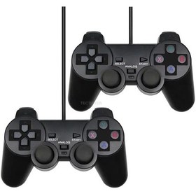 Resim 2pcs-kablolu Usb Pc Oyun Denetleyicisi Gamepad Winxp/win7/8/10 Joypad Pc Windows Bilgisayar Dizüstü Siyah Oyun Joystick 