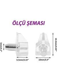 Resim Glaswen Kristal Raf Pimi Şeffaf Cam Ahşap Metal Raf Tutucu Çivisi Mobilya Dolap Pimi (25 Adet) 