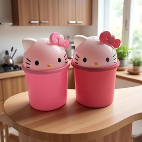 Resim Hello Kitty Mini Çöp Kutusu Kapaklı ve Küçük Plastik Atık Kabı, Masaüstü, Ofis, Okul ve Mutfak İçin Sevimli Ayrılabilir Çöp Tepsisi, Kızlar için Harika Hediye, Doğum Günü ve Tatiller 