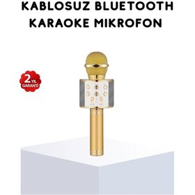 Resim Hnrlıshp Karaoke Mikrofonu Bluetooth Usb Aux Girişli Yankı Efektli 
