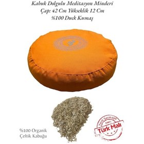 Resim Remege Mandala Baskılı Kabuk Dolgulu Meditasyon Minderi Turuncu T2 Turuncu 