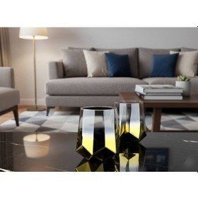 Resim Rova Tr Amber Serisi Titanyum Kaplama Modern Su Bardağı 6 Lı Premium Set Altın 