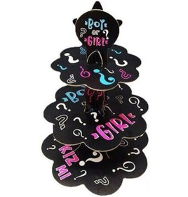 Resim Cupcake 3 Katlı Stand Cinsiyet Partisi Siyah Zemin Diğer 