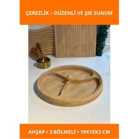 Resim Letsii Ahşap Kapaklı 3 Bölmeli Şık Çerezlik 
