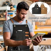Resim 1 Adet Unisex Sağlam Kanvas Önlük - 3 Cep Detaylı Ayarlanabilir Sırt Askılı Mutfak/Bahçe/Barbekü için, Ticari Sınıf Çok Amaçlı Pişirme/Bira Fabrikası/Ataşı İş Önlüğü 
