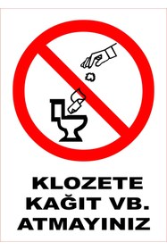 Resim Burada Medikal ve Reklam Klozete Kağıt Atmayın Etiket Yapıştırma Sticker 25x35 cm 