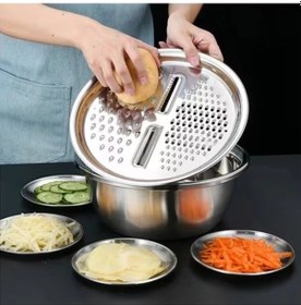 Resim Mybru 430 Paslanmaz Çelik Hazneli Pratik El Rendesi 24 Cm Dilimleyici Çok Renkli 