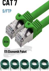 Resim IRENIS 5 Adet Cat7 Kablo S/ftp Ethernet Network Lan Ağ Kablosu 25 Cm-yeşil 