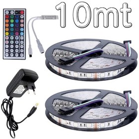 Resim Rgb Led 10 Metre 3 Çip 44 Tuş Kumanda Ve Adaptör Tak Çalıştır Set 