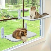 Resim 1pc Pencere Kedi Hammock İçin, Kedi Pencere Dayama Kablosuz Katlanabilir Kedi, Pencere Yatak Metal Çerçeve ve Ters Çevirilebilir Kılıfla, İç Mekan Kedileri İçin Pencere Dinlenme Koltuğu 
