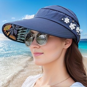 Resim Kadınlar için Kore Tarzı Yeni Dış Mekan Seyahat Günlük Güneş Şapkası Katlanabilir Bisiklet Gündüzlik Kapağı Yaz Plaj Vizörü 