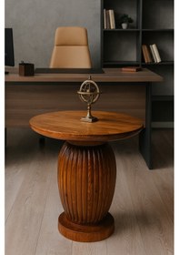 Resim Verona Ahşap Orta Sehpa Fındık Renk Mantar Sehpa Kahverengi 