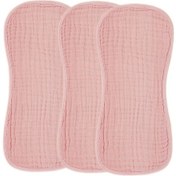 Resim Moveevo Yeni Doğan Bebeği İçin Altı Katlı Gazlı Emici Bez, Meme Sütü Ve Tükürük Lekelerini Önleyen 3'lü Pembe Burp Cloth Seti 25x50 Cm 