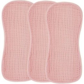 Resim Moveevo Yeni Doğan Bebeği İçin Altı Katlı Gazlı Emici Bez, Meme Sütü Ve Tükürük Lekelerini Önleyen 3'lü Pembe Burp Cloth Seti 25x50 Cm 