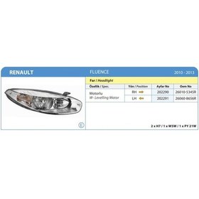 Resim Ayfar-202291 - Far Sol Elektrikli Fluence 10 Motorlu 