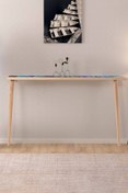 Resim bluecape Amalfi 122x12cm Doğal Ağaç Tek Sıra Traverten Taşlı Dresuar 
