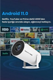 Resim Fırsat7 Taşınabilir 130" inç Yansıtma Sinema Projeksiyon Cihazı Ev Sineması Dahili Android 11.0, Bluetooth 