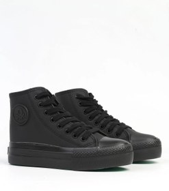 Resim Benetton 31130 Kadın Kalın Taban Uzun I?çi Polarlı Cilt Deri Bağcıklı Sneakers Ayakkabı 