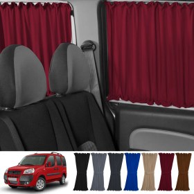 Resim Oto Pandami Fiat Doblo I 2000-2010 Uyumlu Bordo Raylı Oto Perde Takımı 