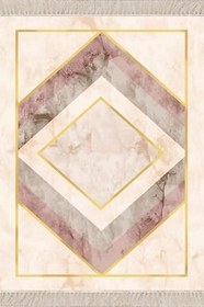 Resim On The Clouds Geometrik Karo Desenli Dijital Baskı Yıkanabilir Kaymaz Taban Modern Salon Halısı ve Yolluk MEG412, 160 x 230 