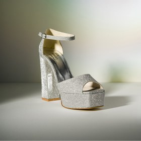 Resim SVS SHOES ISTANBUL Gümüş Simli Kalın Topuklu Platform Kadın Ayakkabı 