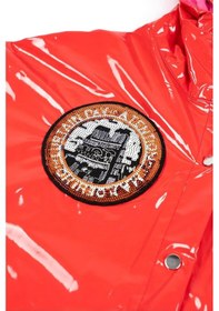 Resim Simala Kadın Kırmızı Arma Detaylı Parlak Yağmurluk Kırmızı 