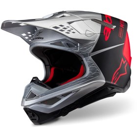 Resim Alpinestars Supertech M10 Flood Off-Road Kaskı Gri Kırmızı Siyah 