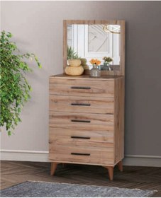 Resim Bera Atlantik Çam 5 Çekmeceli Aynalı Yakut Şifonyer Atlantik Çam 