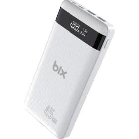 Resim Bix PB202 20000MAH 45W Pd Giriş/çıkışlı Laptop Şarj Edebilen Üç Portlu 22.5W Süper Hızlı LED Göstergeli Powerbank Beyaz 