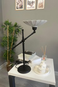 Resim Bamyum Risso Beyaz Siyah Gövde Masa Lambası Dekoratif Abajur Çocuk Odası Başucu Lambası Okuma Lambası 